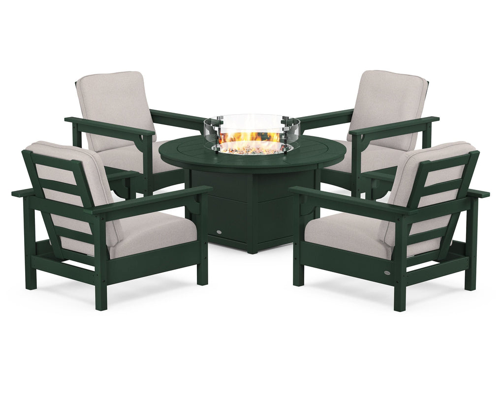 Club 5-Piece Conversation Set with Fire Pit Table