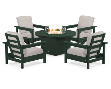 Club 5-Piece Conversation Set with Fire Pit Table