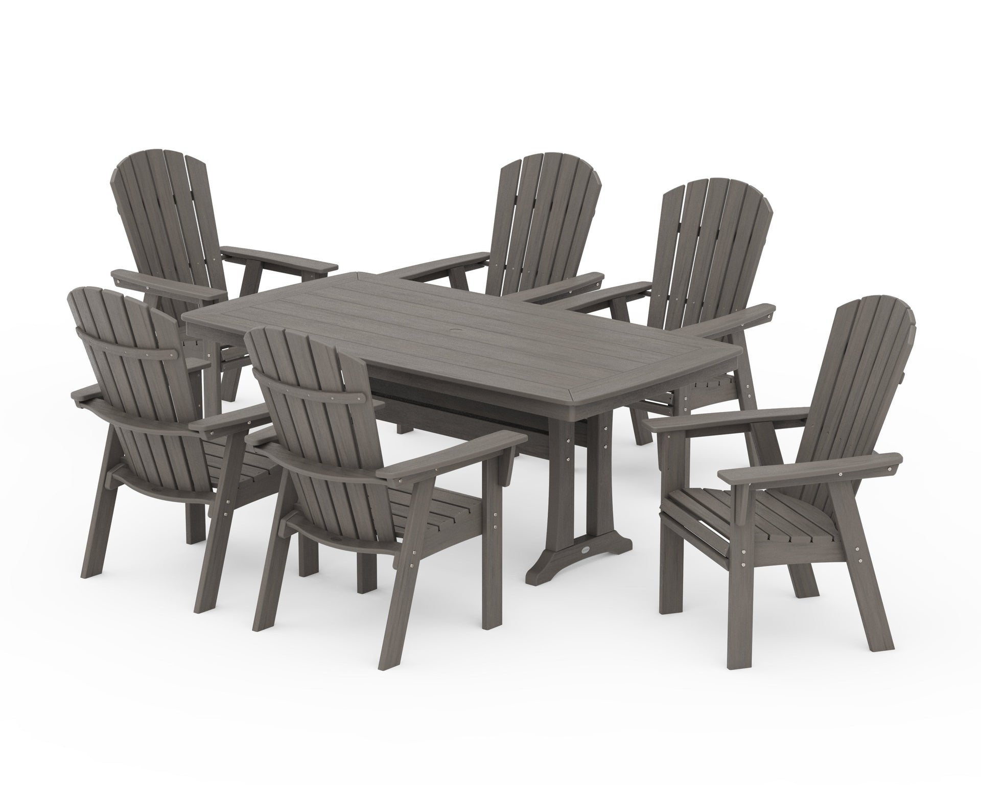 Nautical Curveback Adirondack 7-Piece Dining Set with Trestle Legs