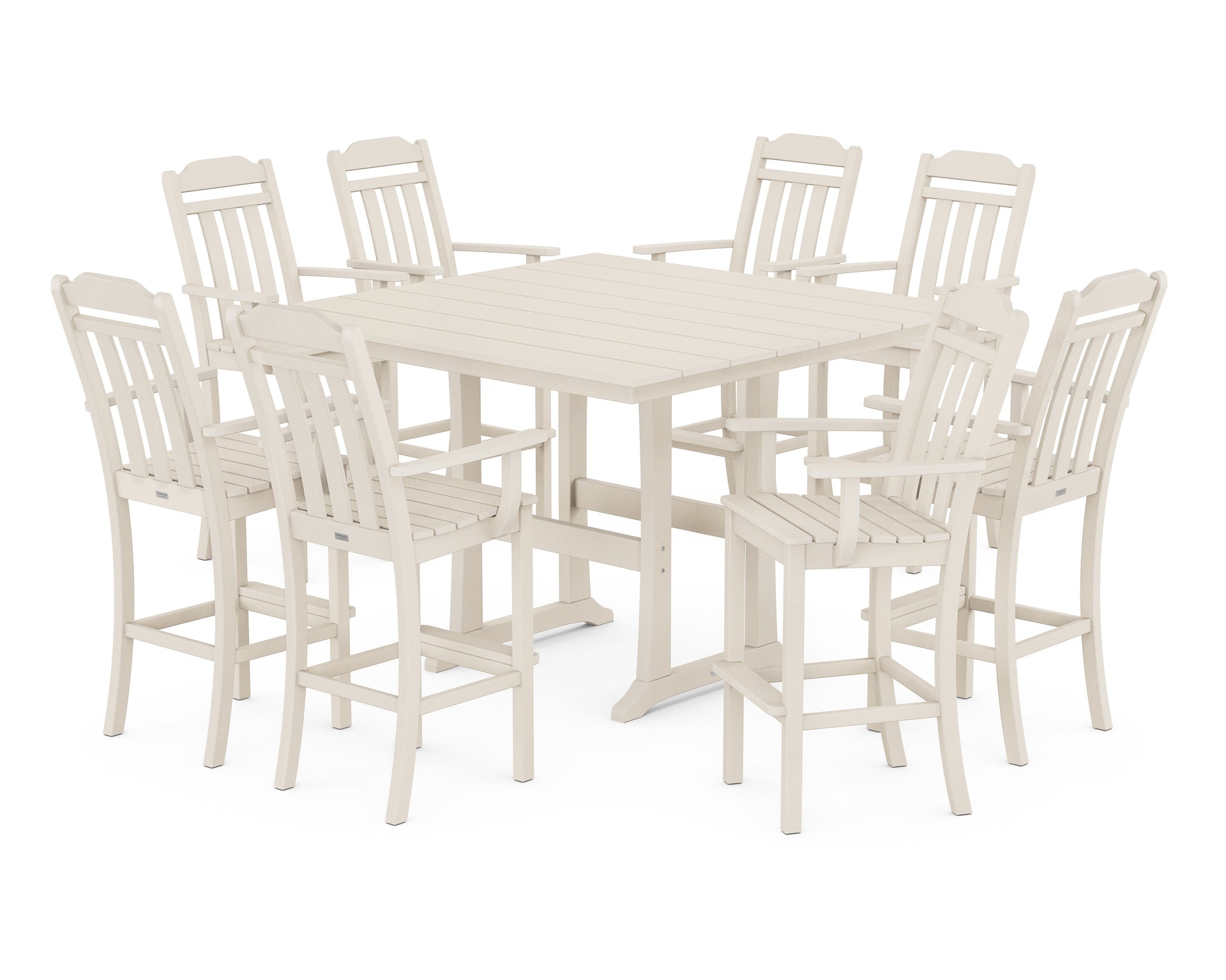 Cottage 9-Piece Farmhouse Bar Set with Trestle Legs