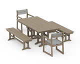 EDGE Sling Arm Chair 5-Piece Farmhouse Dining Set with Benches