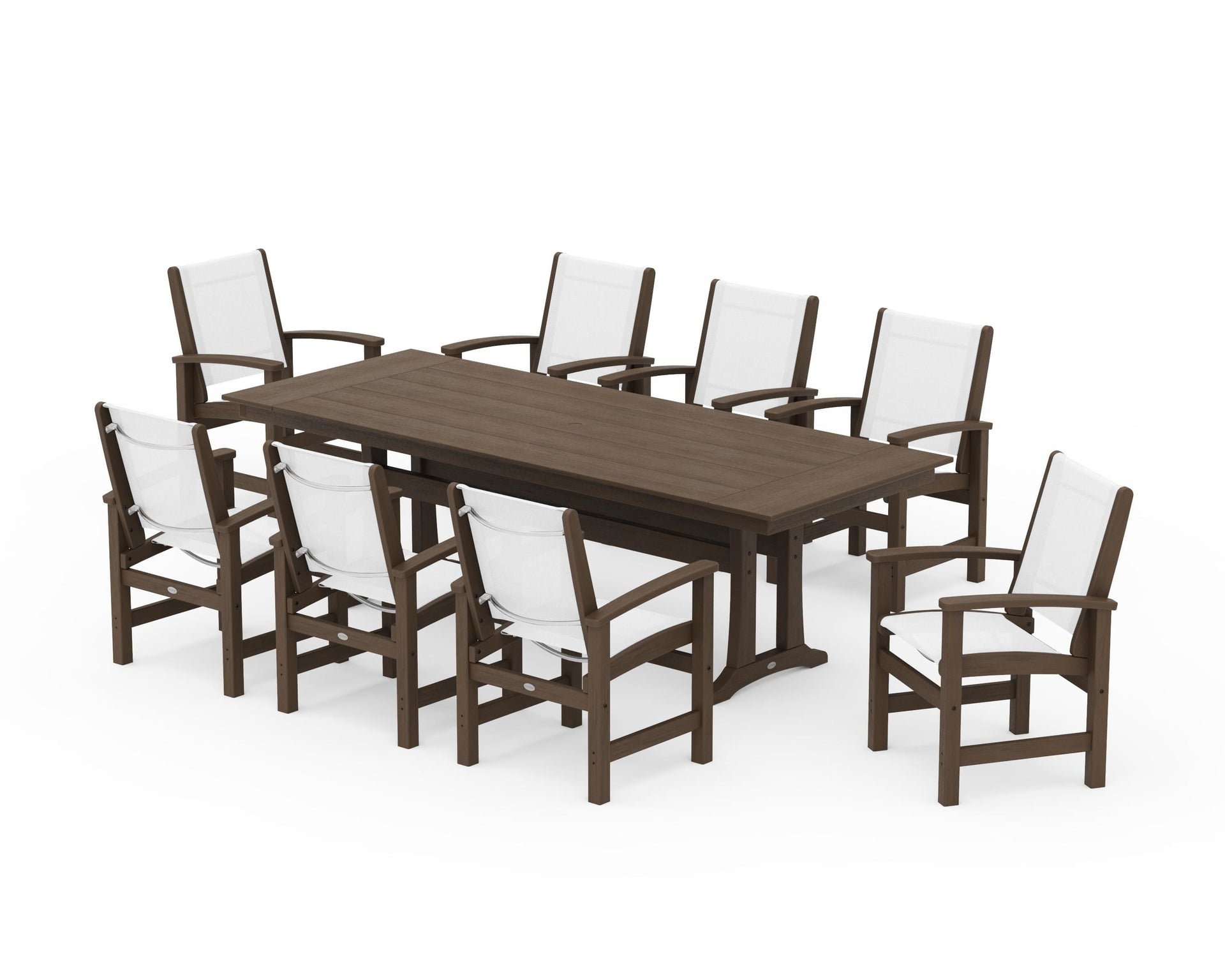 Coastal 9-Piece Farmhouse Dining Set with Trestle Legs