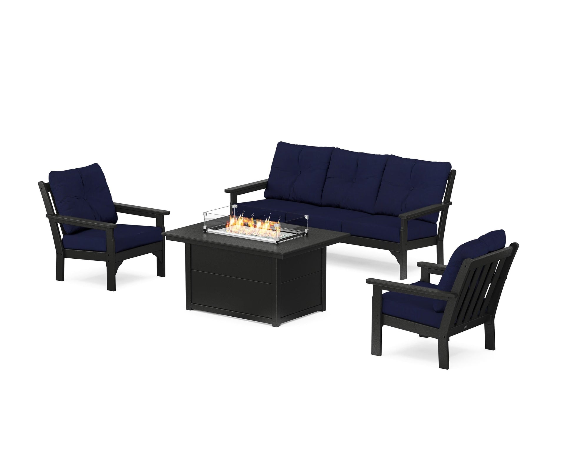 Vineyard Deep Seating Fire Pit Table Set