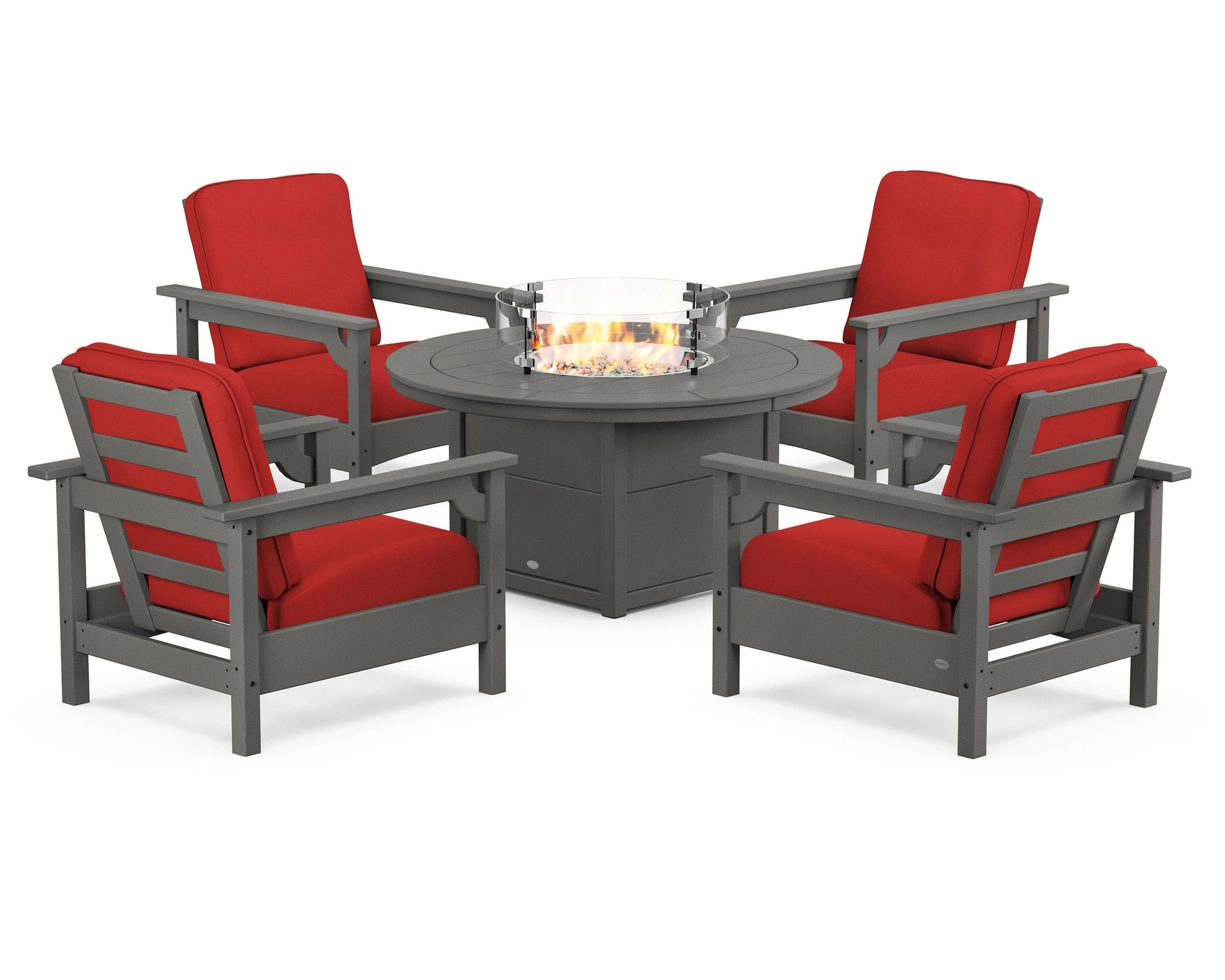 Club 5-Piece Conversation Set with Fire Pit Table