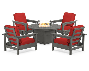 Club 5-Piece Conversation Set with Fire Pit Table
