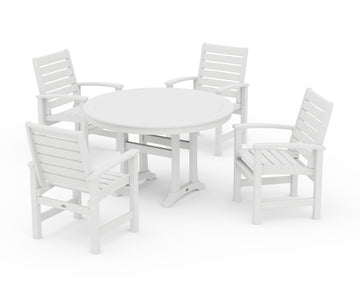 Signature 5-Piece Round Dining Set with Trestle Legs
