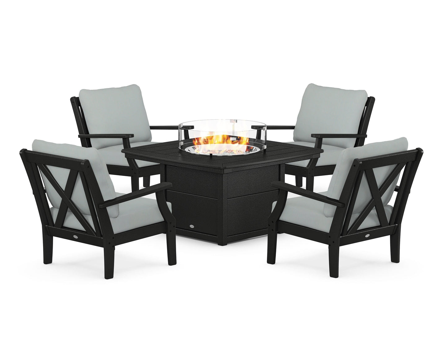 Braxton 5-Piece Deep Seating Conversation Set with Fire Pit Table