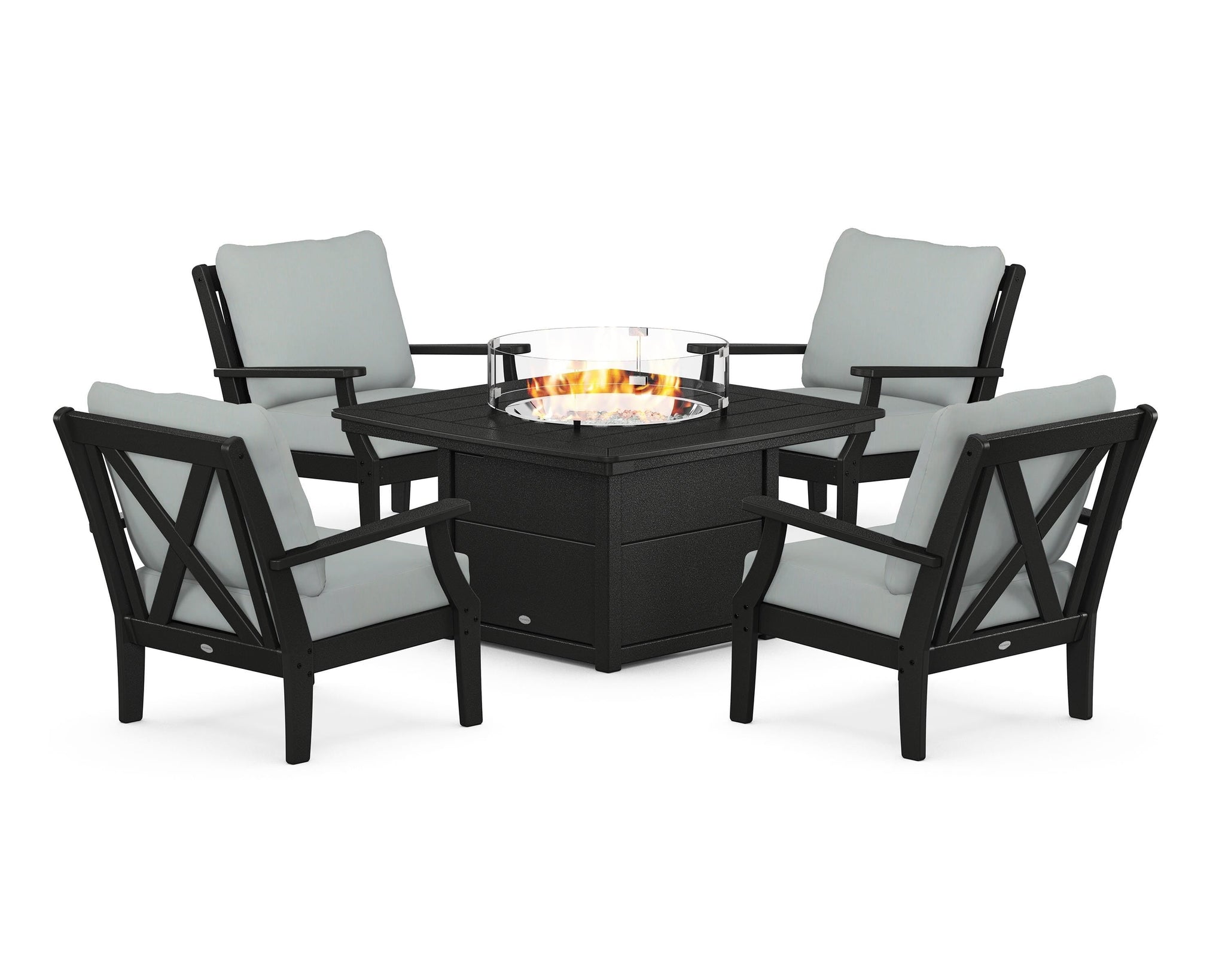 Braxton 5-Piece Deep Seating Conversation Set with Fire Pit Table