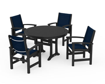 Coastal 5-Piece Round Dining Set with Trestle Legs
