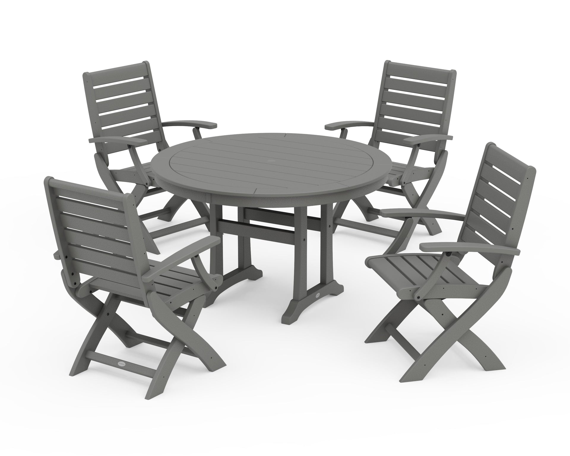 Signature Folding Chair 5-Piece Round Dining Set with Trestle Legs
