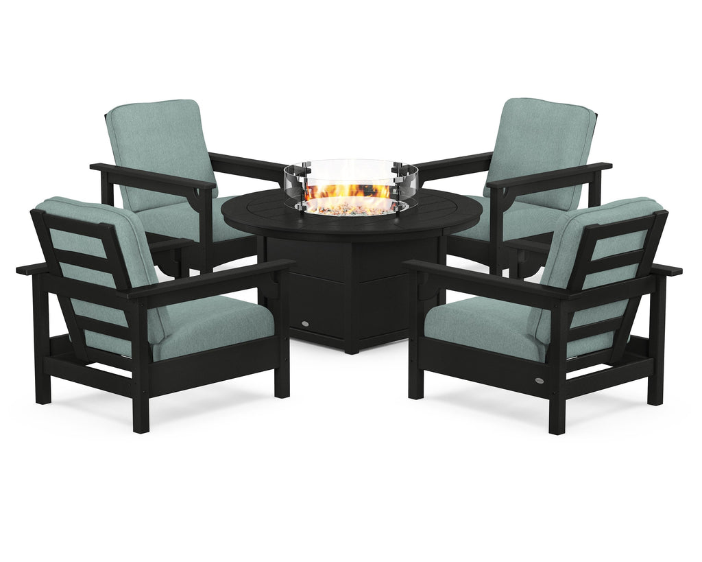 Club 5-Piece Conversation Set with Fire Pit Table