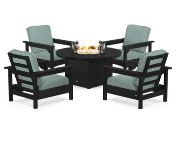 Club 5-Piece Conversation Set with Fire Pit Table