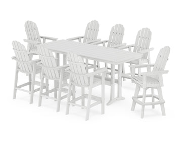 Vineyard Curveback Adirondack Swivel 9-Piece Bar Set with Trestle Legs
