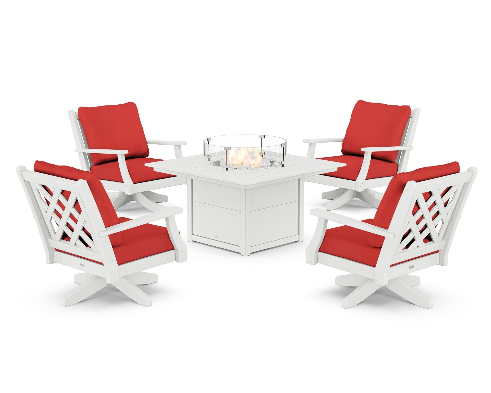 Wovendale 5-Piece Deep Seating Swivel Conversation Set with Fire Pit Table