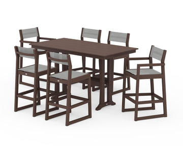EDGE Sling 7-Piece Farmhouse Bar Set with Trestle Legs