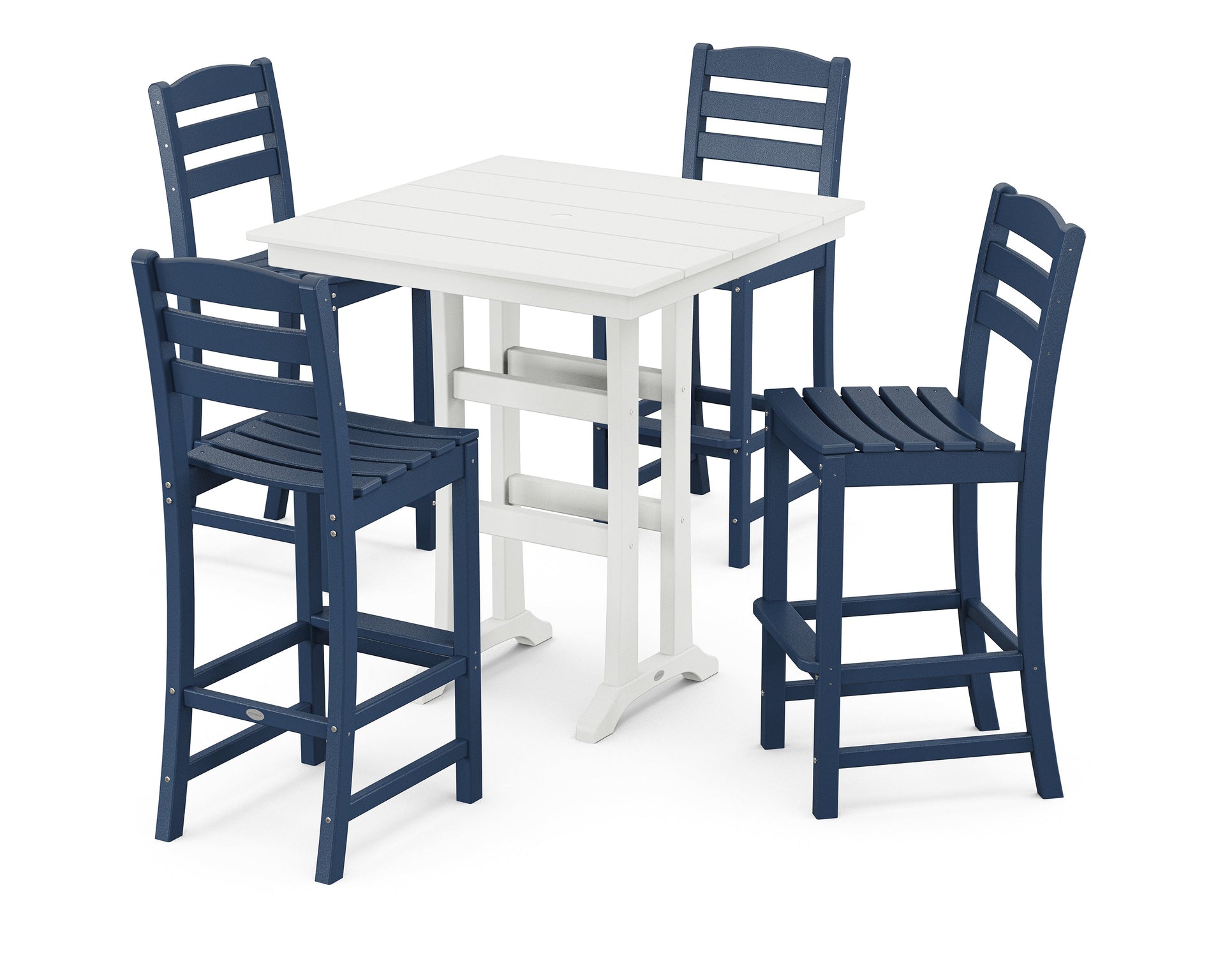 La Casa Café 5-Piece Farmhouse Trestle Bar Set
