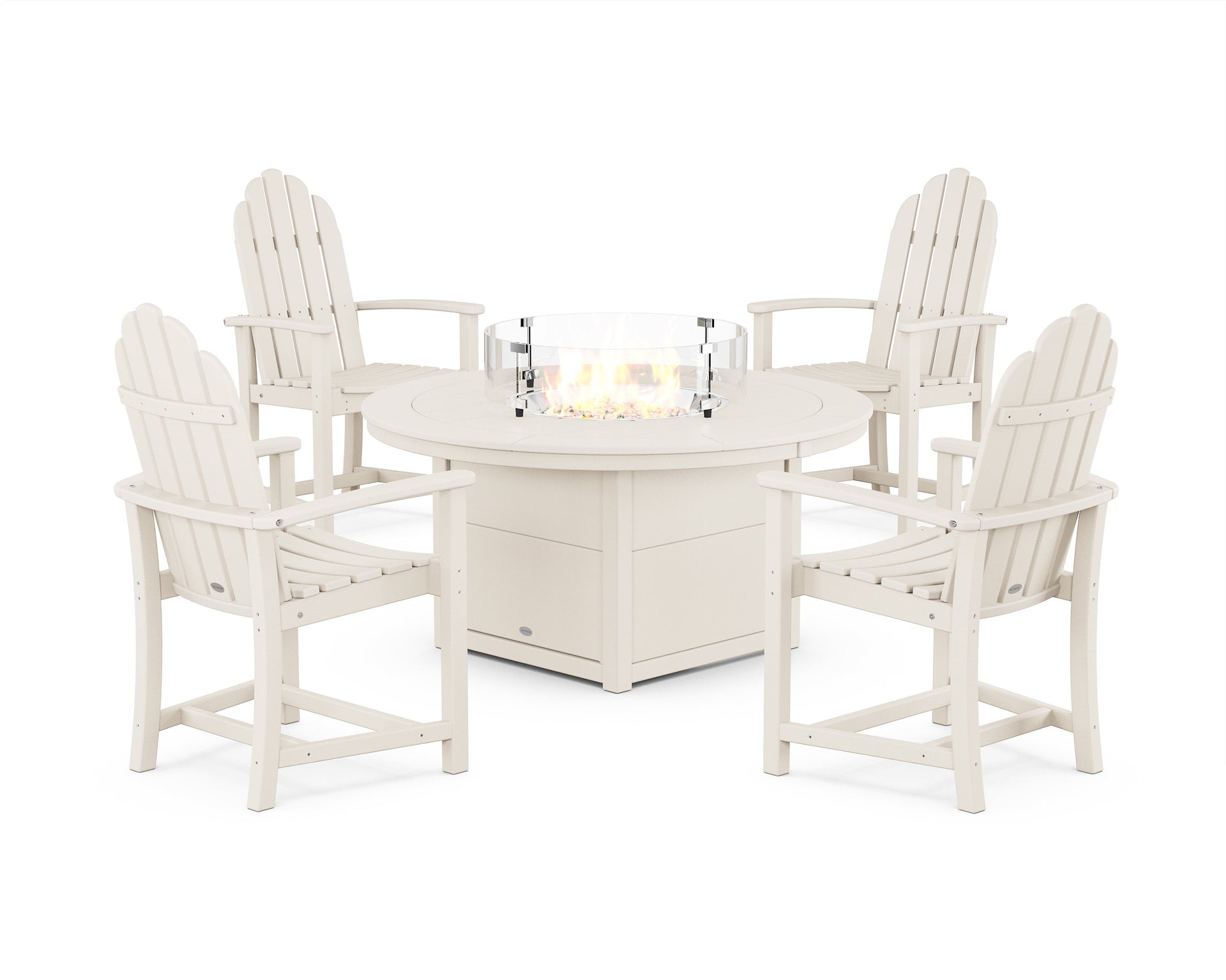 Classic 4-Piece Upright Adirondack Conversation Set with Fire Pit Table