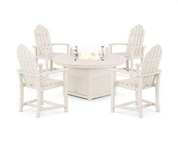 Classic 4-Piece Upright Adirondack Conversation Set with Fire Pit Table
