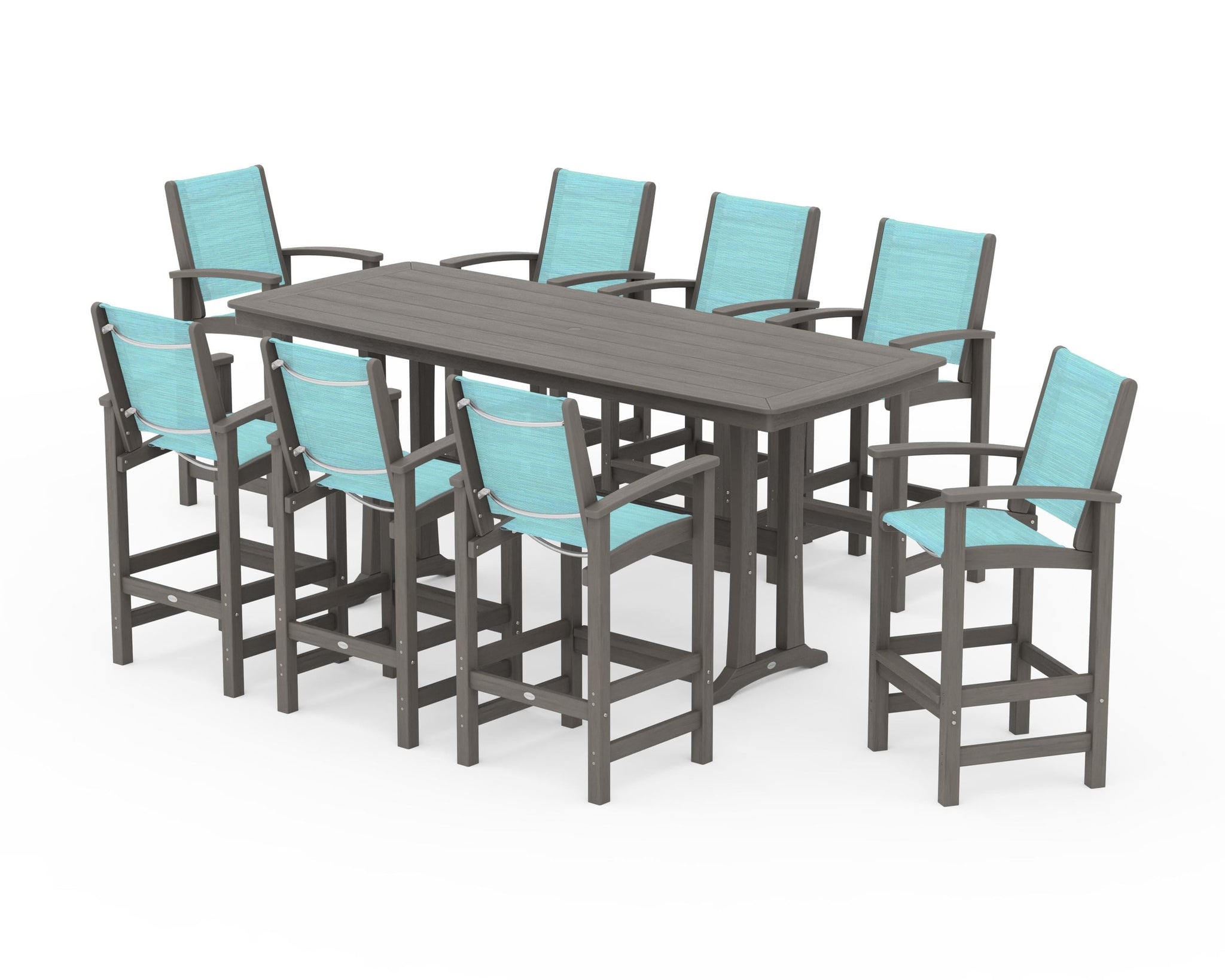 Coastal 9-Piece Bar Set with Trestle Legs