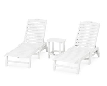 Nautical 3-Piece Chaise Lounge Set with South Beach 18" Side Table