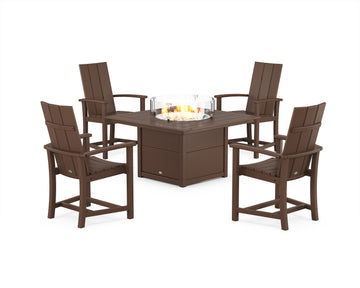 Modern 4-Piece Upright Adirondack Conversation Set with Fire Pit Table