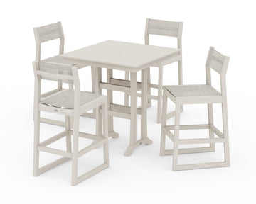 EDGE Sling Arm Chair 5-Piece Farmhouse Bar Set with Trestle Legs