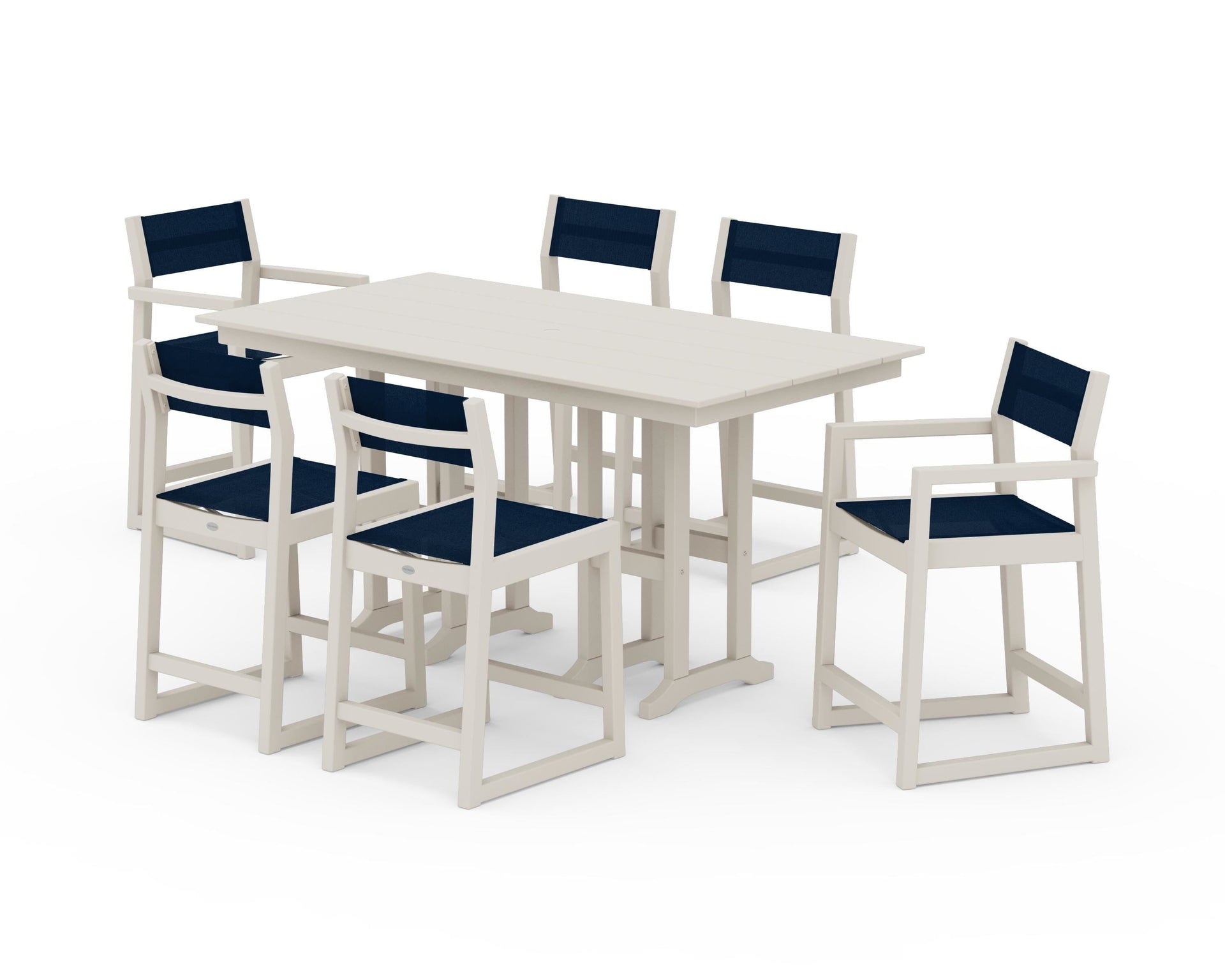 EDGE Sling 7-Piece Farmhouse Counter Set with Trestle Legs