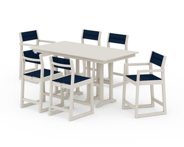 EDGE Sling 7-Piece Farmhouse Counter Set with Trestle Legs