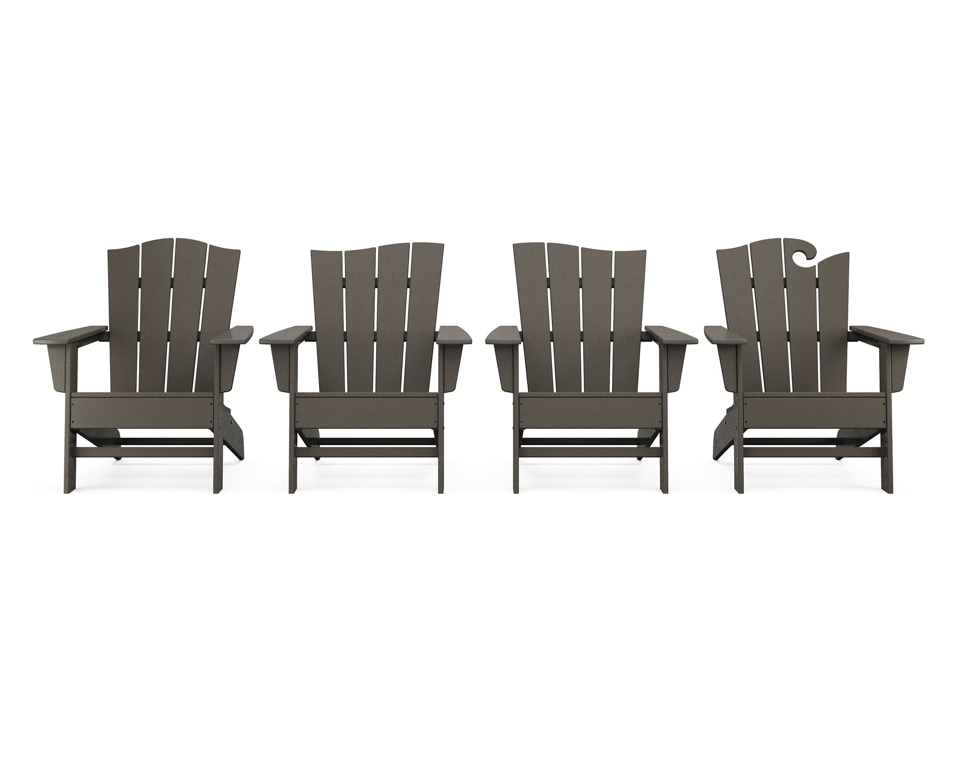 Wave Collection 4-Piece Adirondack Chair Set
