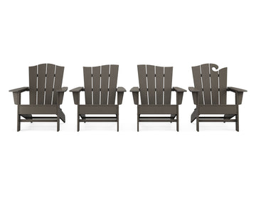 Wave Collection 4-Piece Adirondack Chair Set