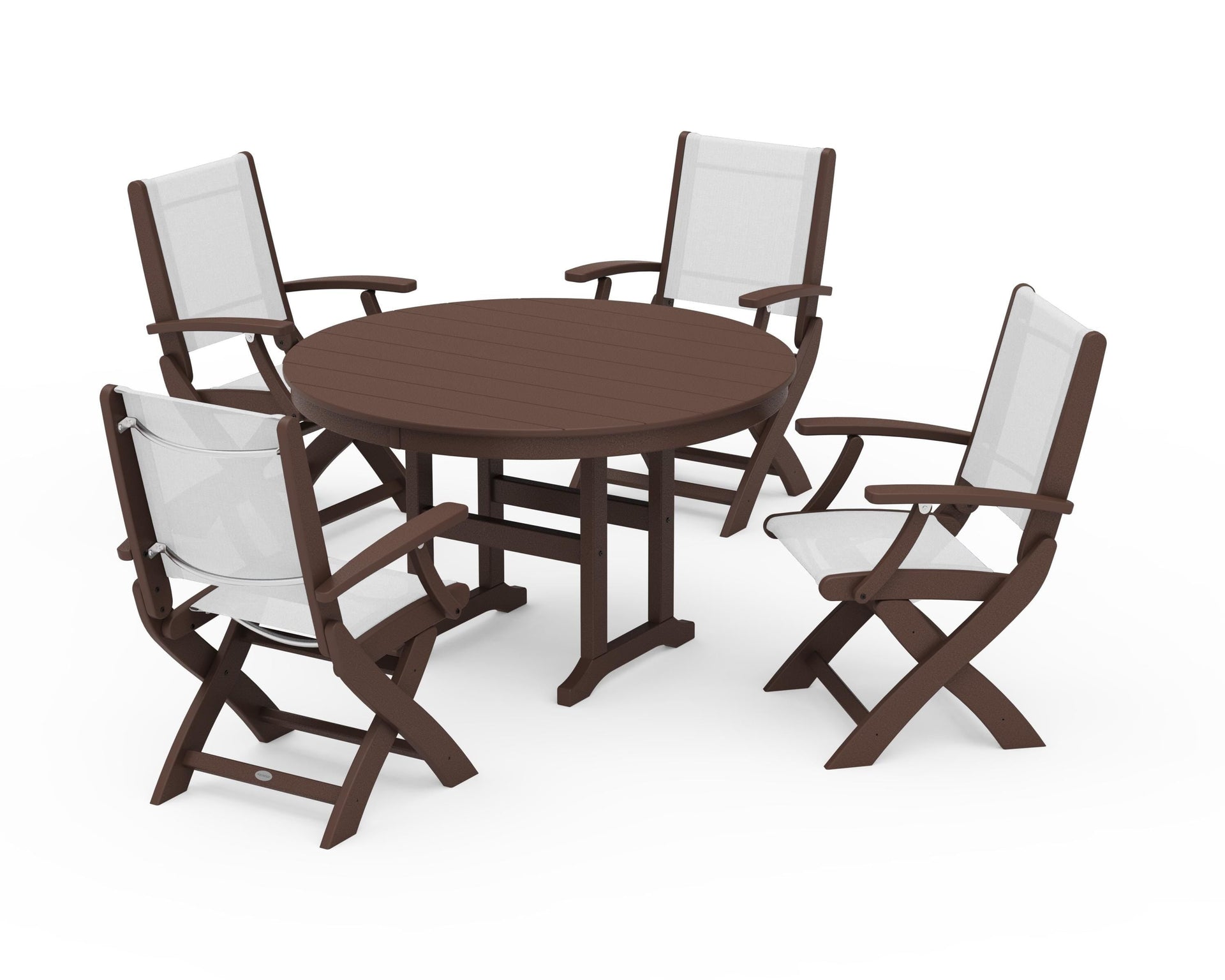 Coastal Folding Chair 5-Piece Round Dining Set