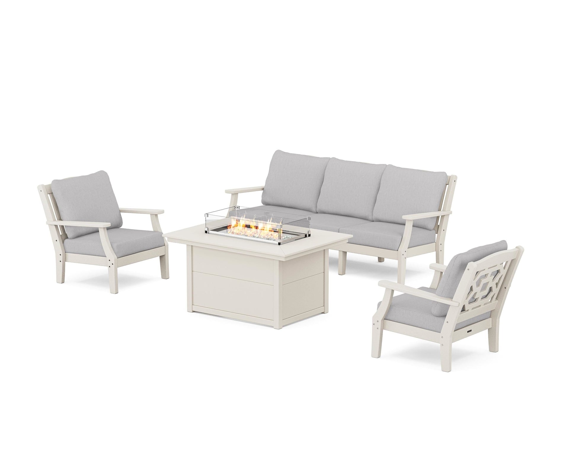 Chinoiserie Deep Seating Fire Pit Table Set