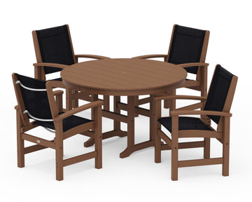 Coastal 5-Piece Round Farmhouse Dining Set