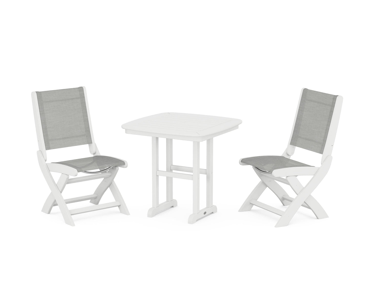 Coastal Folding Side Chair 3-Piece Dining Set