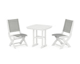 Coastal Folding Side Chair 3-Piece Dining Set