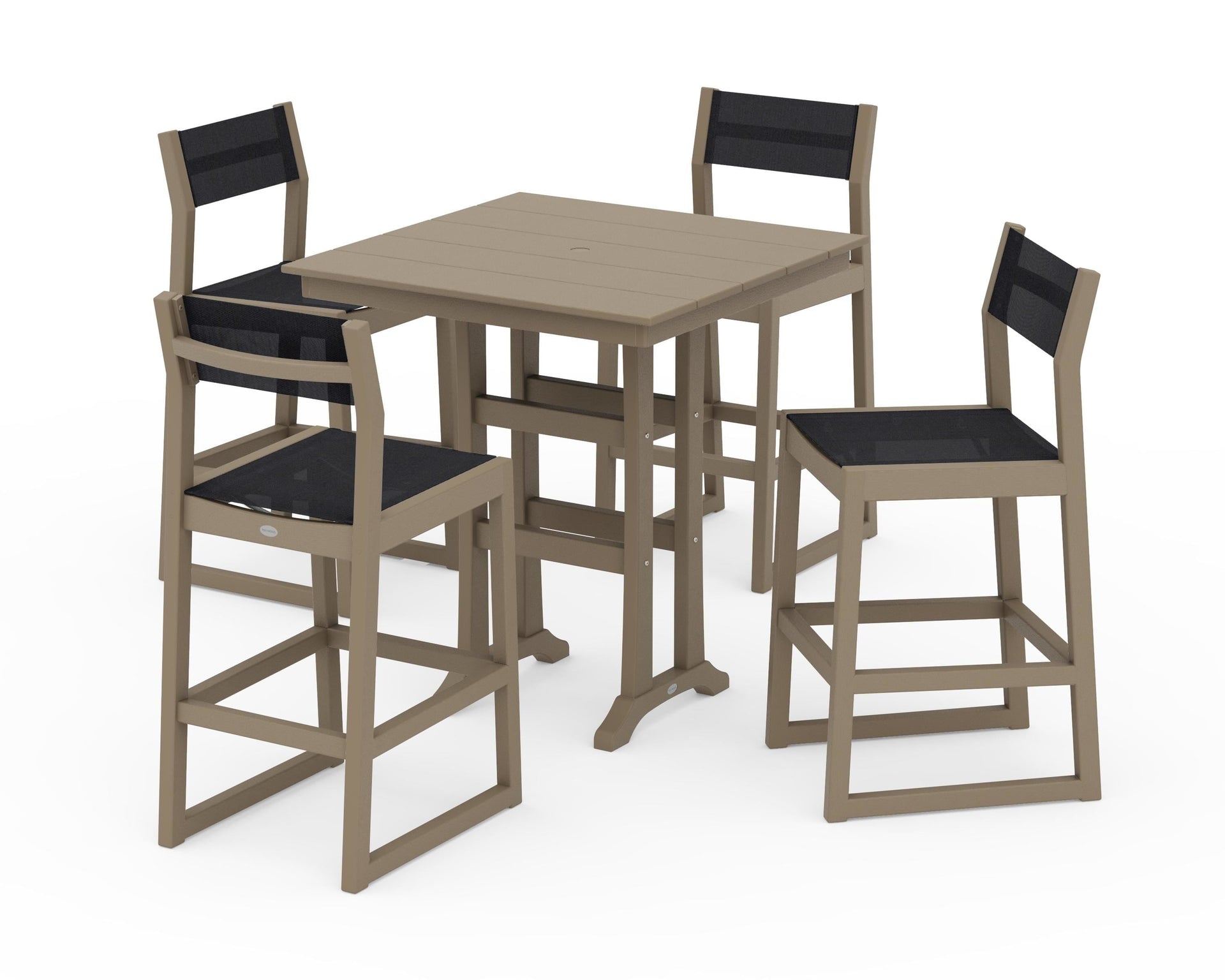EDGE Sling Arm Chair 5-Piece Farmhouse Bar Set with Trestle Legs