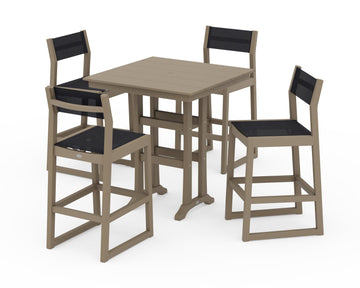 EDGE Sling Arm Chair 5-Piece Farmhouse Bar Set with Trestle Legs