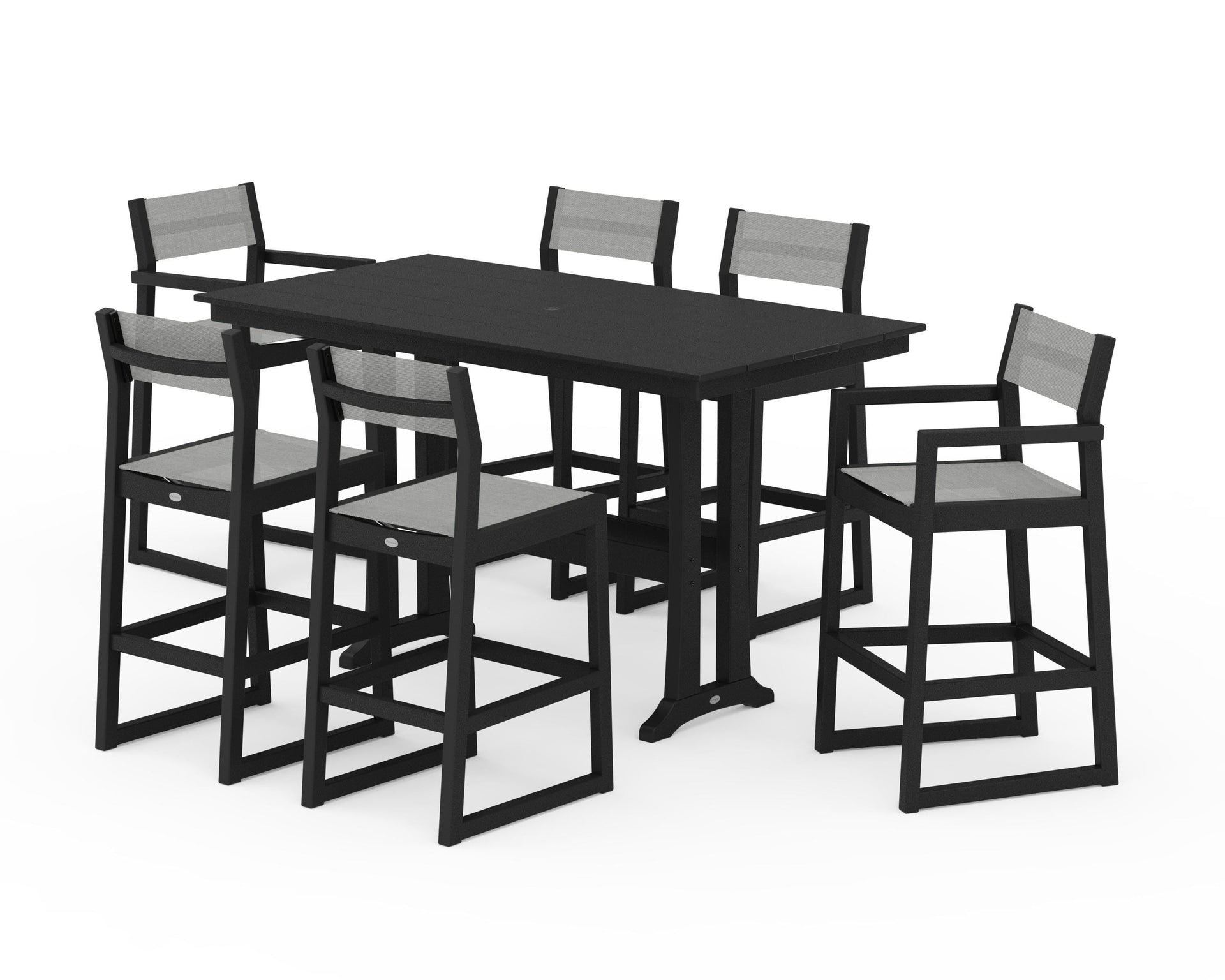 EDGE Sling 7-Piece Farmhouse Bar Set with Trestle Legs