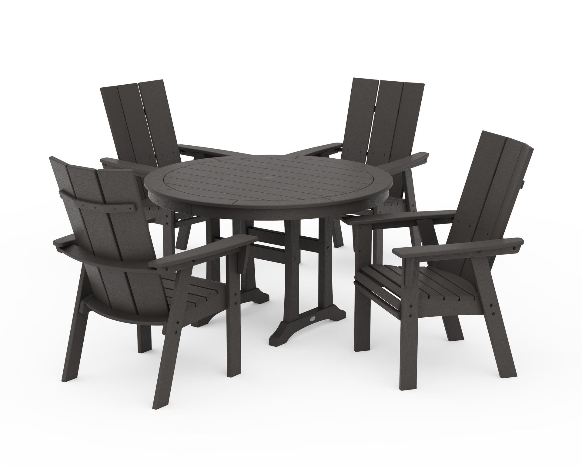 Modern Curveback Adirondack 5-Piece Nautical Trestle Dining Set