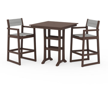 EDGE Sling Arm Chair 3-Piece Farmhouse Bar Set with Trestle Legs
