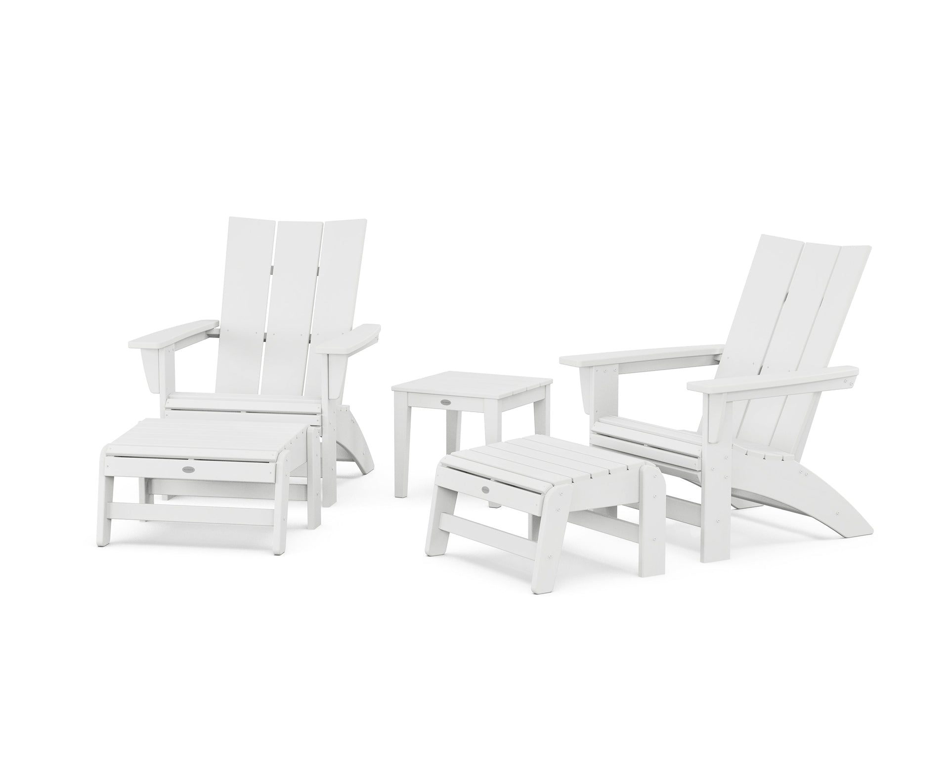 5-Piece Modern Grand Adirondack Set with Ottomans and Side Table