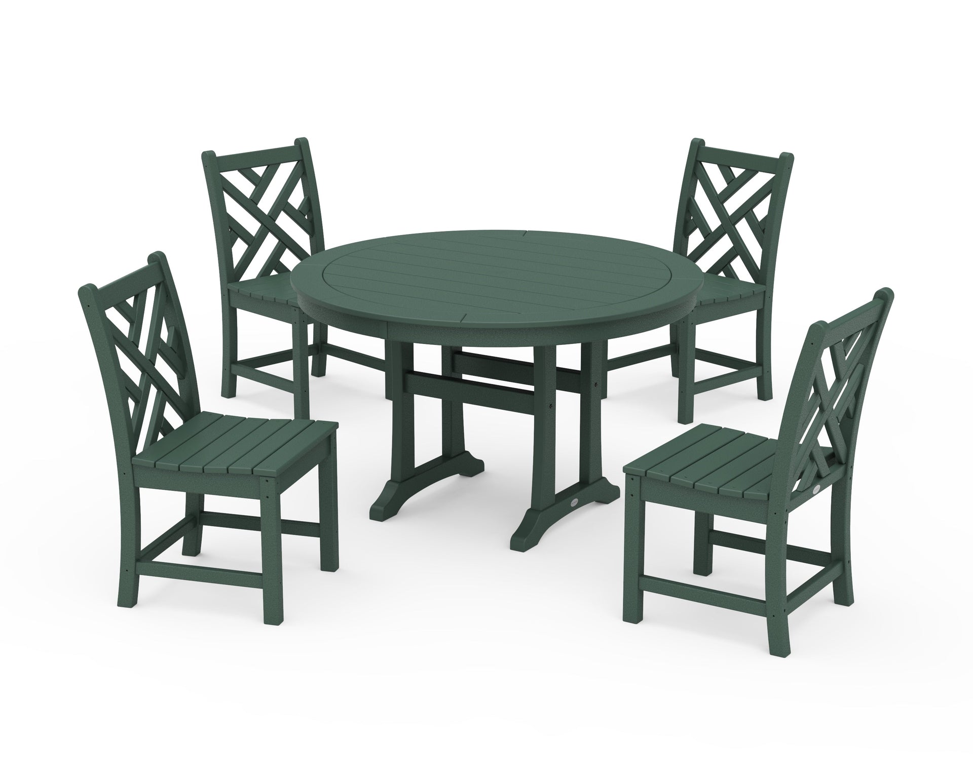 Chippendale Side Chair 5-Piece Round Dining Set With Trestle Legs
