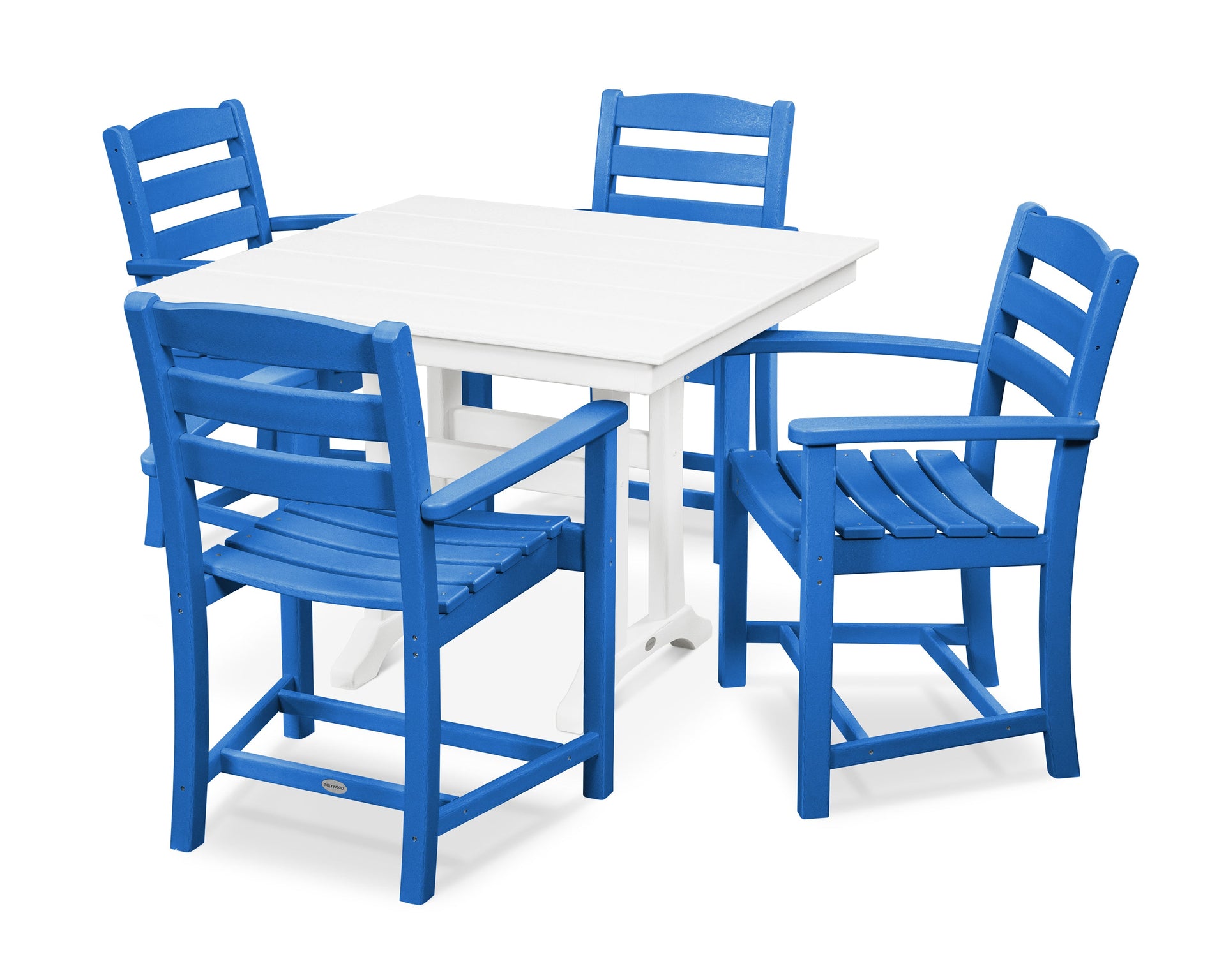 La Casa Café 5-Piece Farmhouse Trestle Arm Chair Dining Set