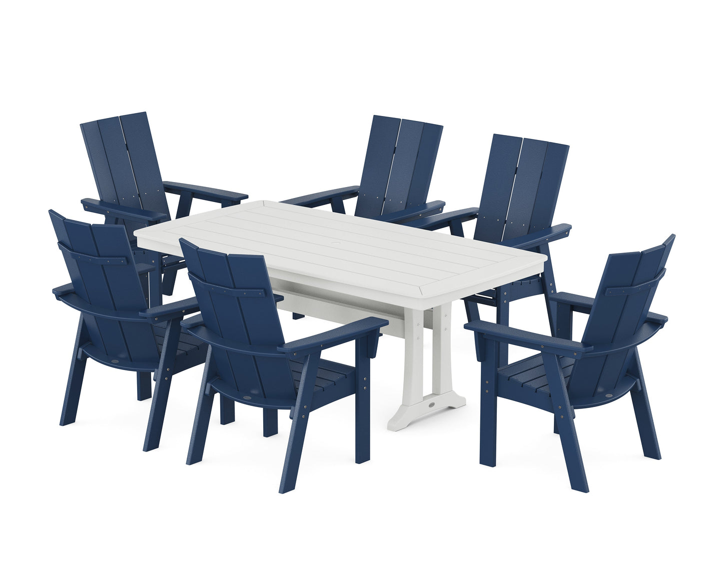 Modern Curveback Adirondack 7-Piece Dining Set with Trestle Legs