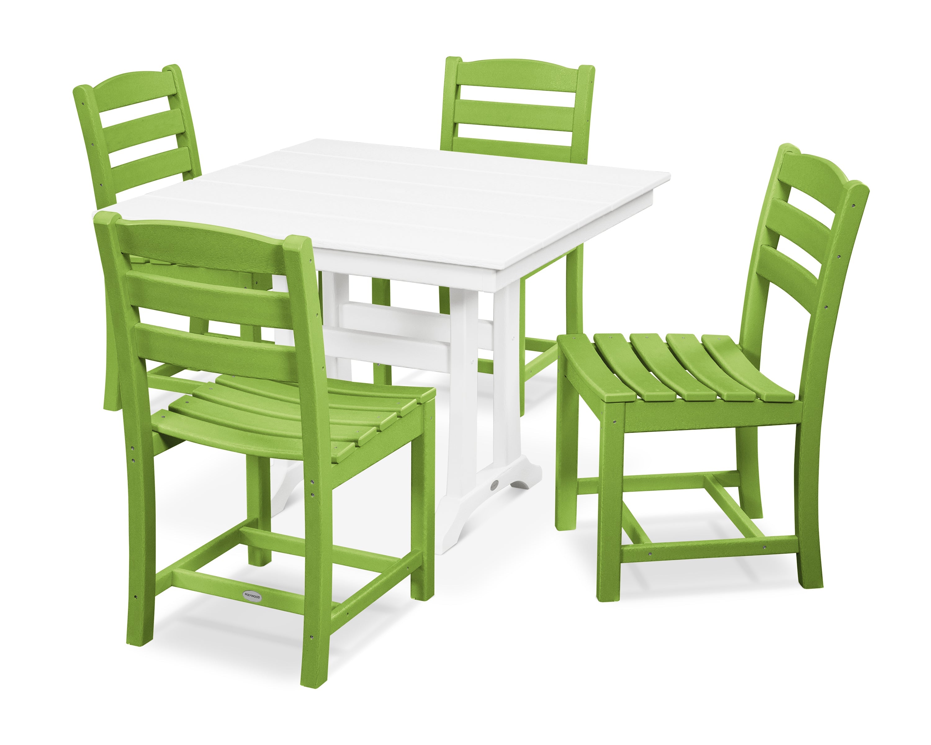 La Casa Café 5-Piece Farmhouse Trestle Side Chair Dining Set