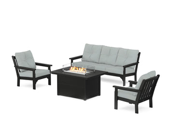 Vineyard Deep Seating Fire Pit Table Set