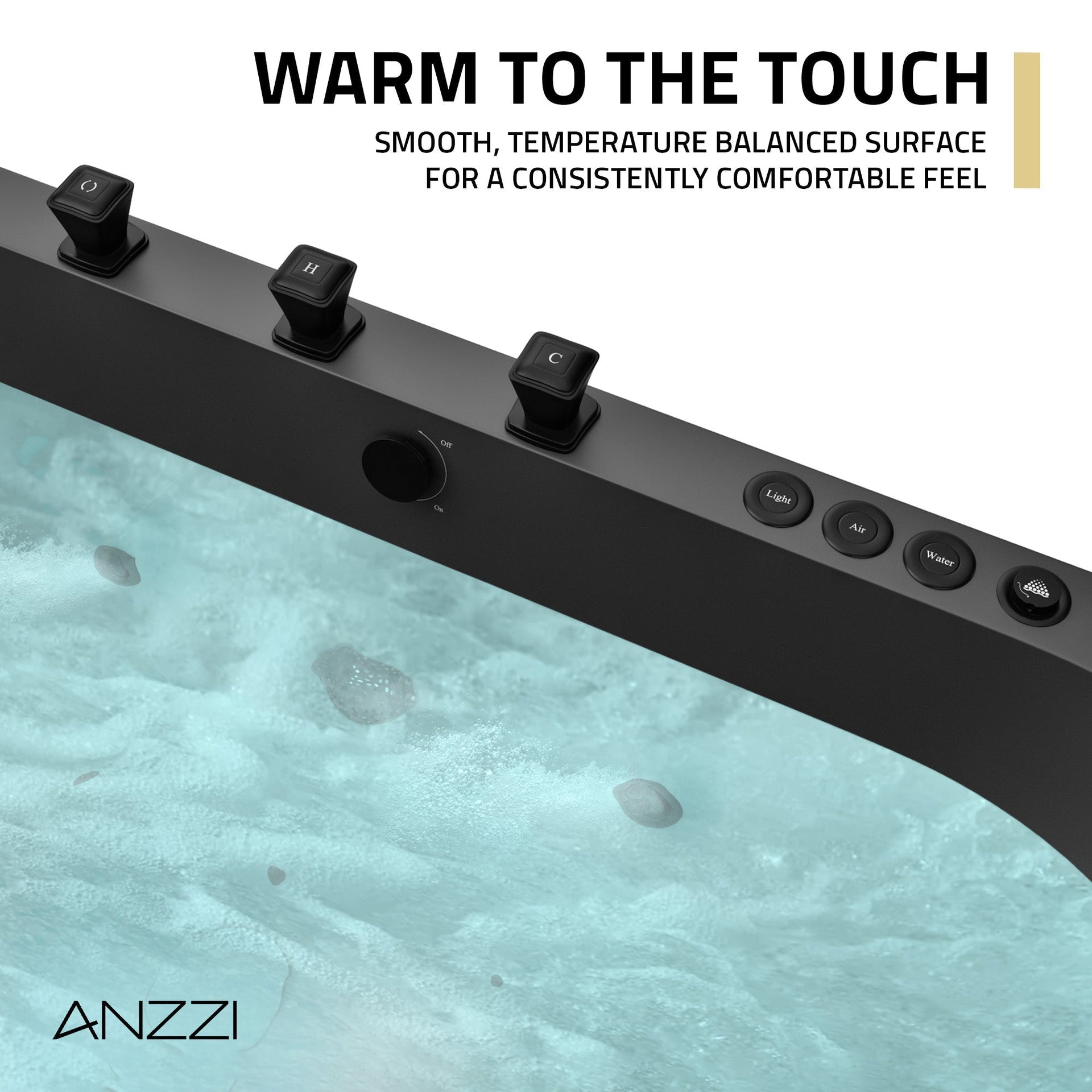 Anzzi Stone Belle Bathtub 67 x 32 in. Flat Bottom Freestanding with Massage Jets and Lights New