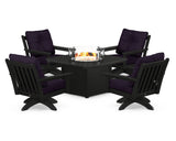 Vineyard 5-Piece Deep Seating Swivel Conversation Set with Fire Pit Table