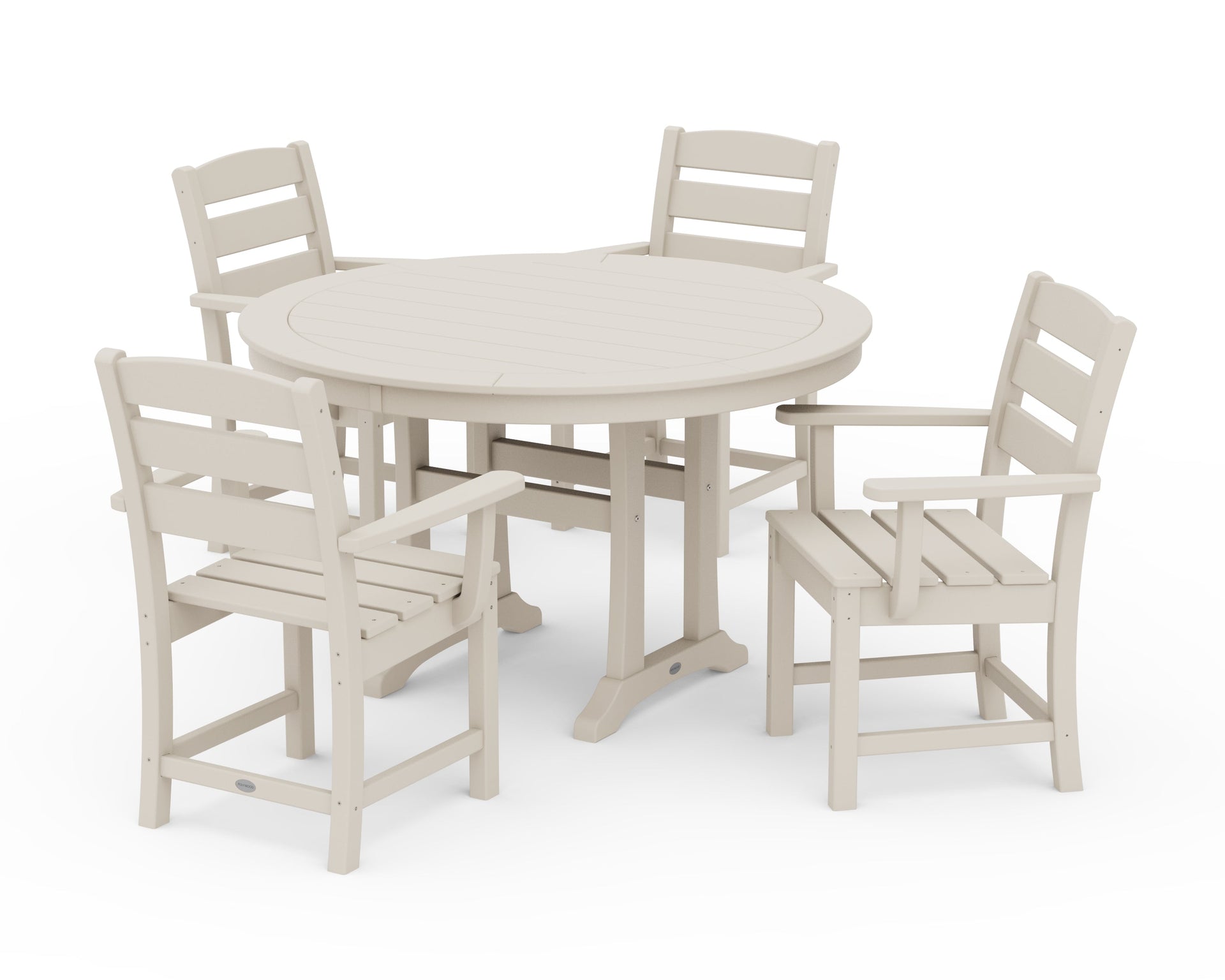 Lakeside 5-Piece Round Dining Set with Trestle Legs