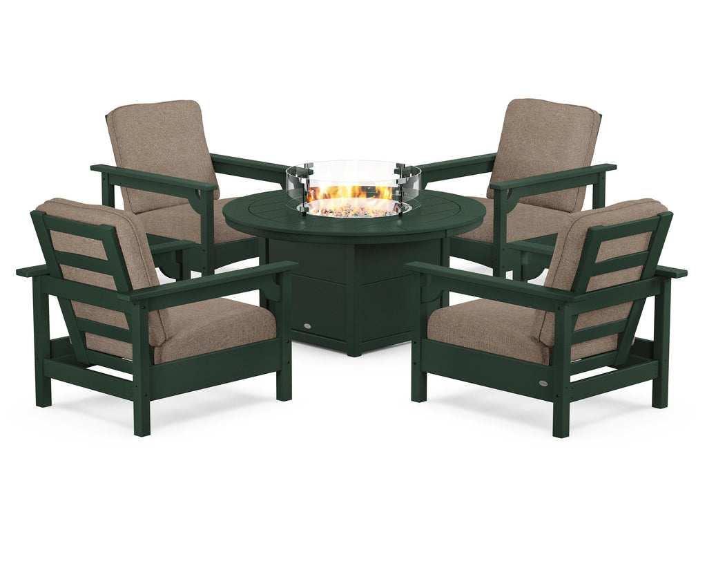 Club 5-Piece Conversation Set with Fire Pit Table